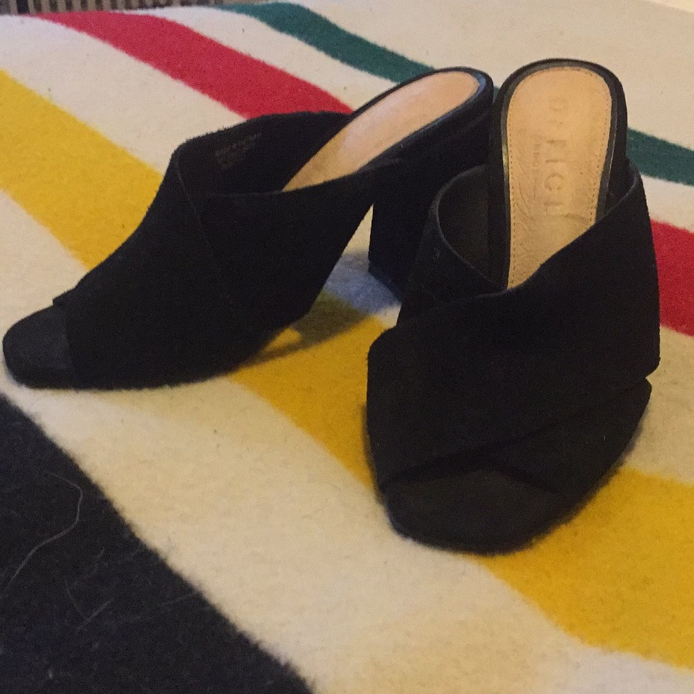 Topshop Office black suede mules sandals 37